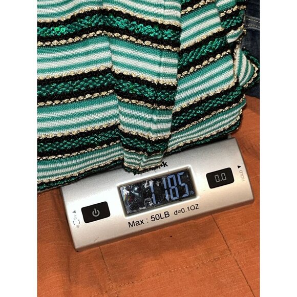 NWT Eva Mendes Green/Black Striped Sequin Shift Midi Dress XXL Womens - Picture 14 of 14